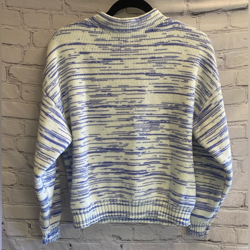 5/$20 Nine West Women’s Mock Neck Thick Knit Striped Sweater Sz M Indigo White
